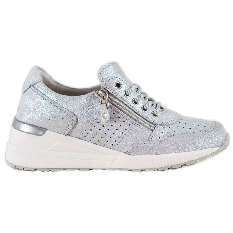 Baskets en cuir avec fermeture éclair VINCEZA gris