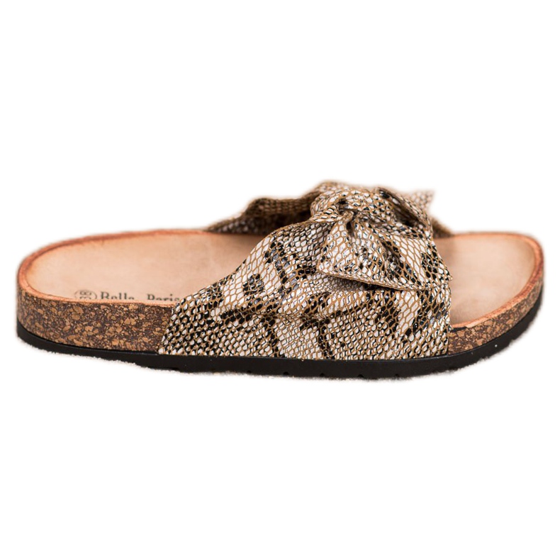 Bella Paris Pantoufles à imprimé serpent beige