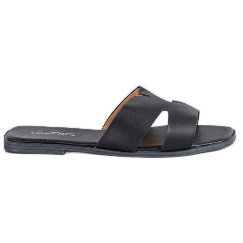 SHELOVET Pantoufles classiques en cuir écologique le noir