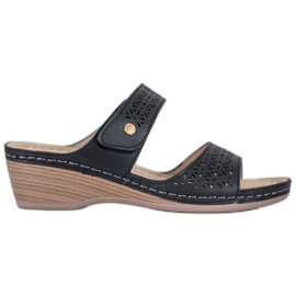 SHELOVET Pantoufles Velcro Légères noir