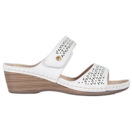 SHELOVET Pantoufles Velcro Légères blanc