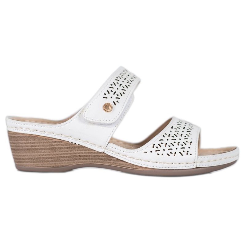 SHELOVET Pantoufles Velcro Légères blanche