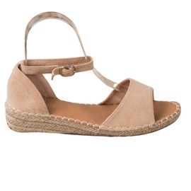 SHELOVET Sandales Espadrilles en Daim brun