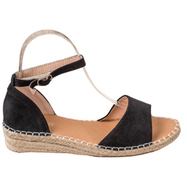 SHELOVET Sandales Espadrilles en Daim noir
