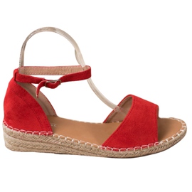 SHELOVET Sandales Espadrilles en Daim rouge