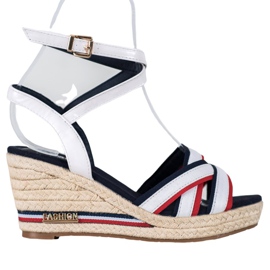 Comer Sandales compensées à rayures blanche multicolore
