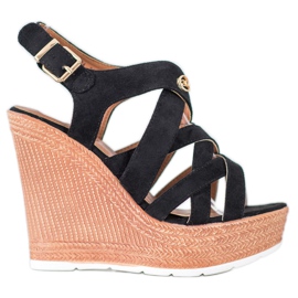 Comer Sandales compensées à la mode noir