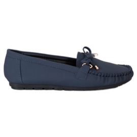 Diamantique Mocassins en éco-cuir bleu marine