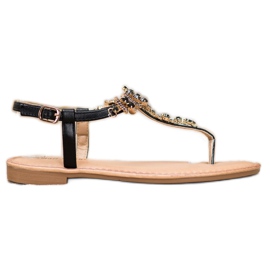 Small Swan Sandales élégantes avec zircone cubique noir