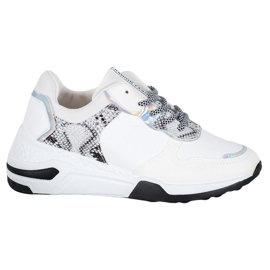 SHELOVET Baskets à imprimé serpent blanc multicolore