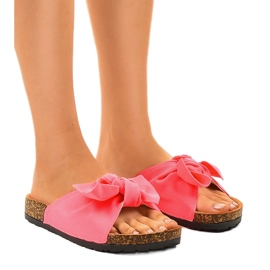 Chaussons roses décorés avec un nœud WS9003-5 Chaussons roses décorés avec un nœud WS9003-5