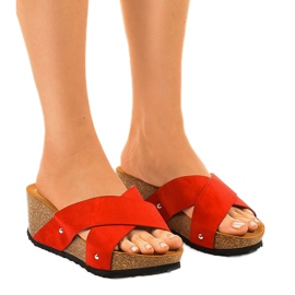 Sandales compensées rouges Chaussons GU53