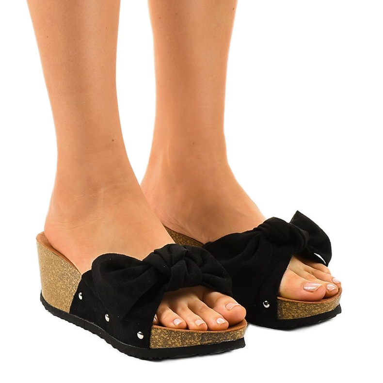 Sandales compensées noires 7862-KL le noir