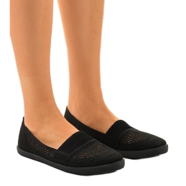 Baskets à enfiler ajourées noires CB1711 le noir