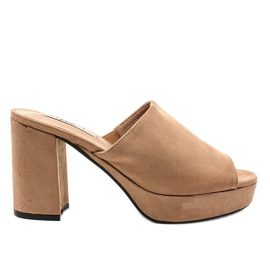 Chaussons à talon en daim kaki 9R17 beige