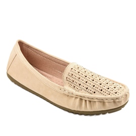 Mocassins ajourés beiges avec paillettes YSD823Y brun