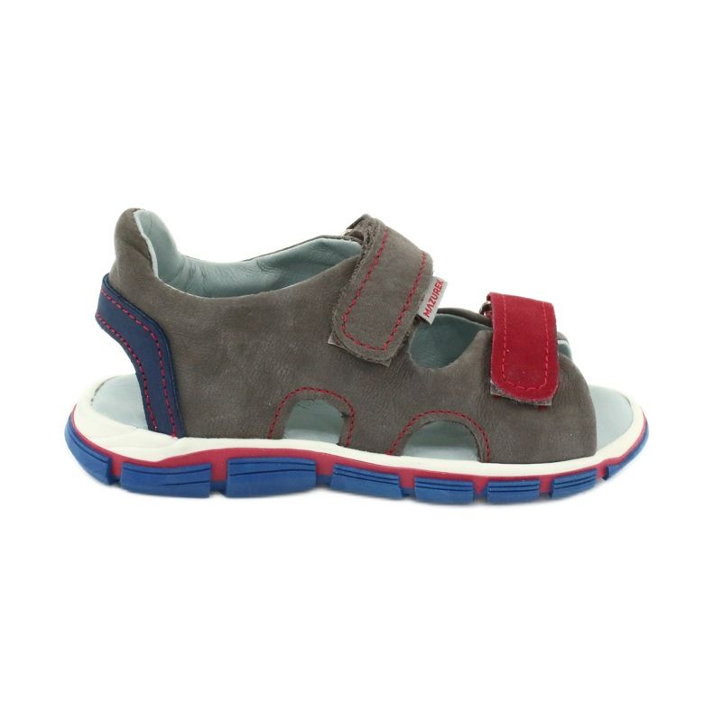 Mazurek Garçons en cuir avec sandales en cuir gris-rouge 314