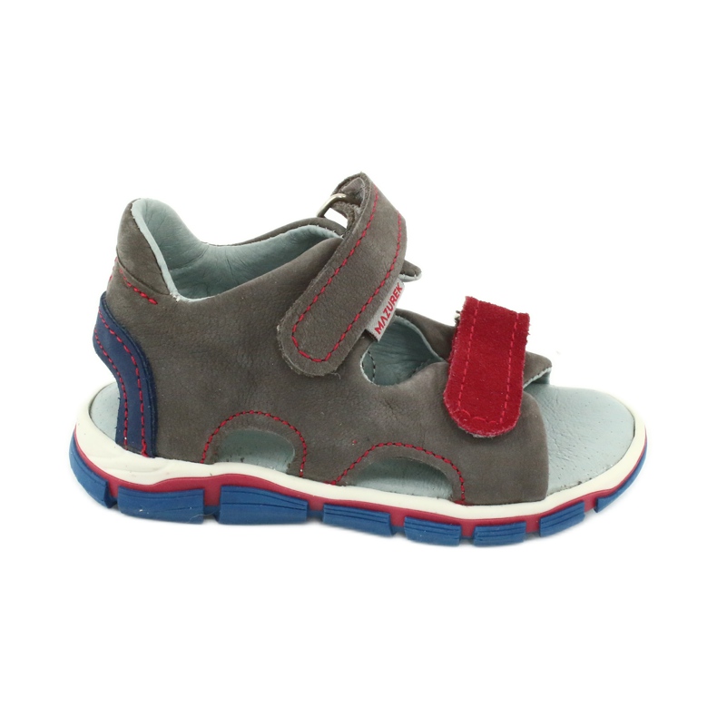 Mazurek Garçons en cuir avec sandales en cuir gris-rouge 314