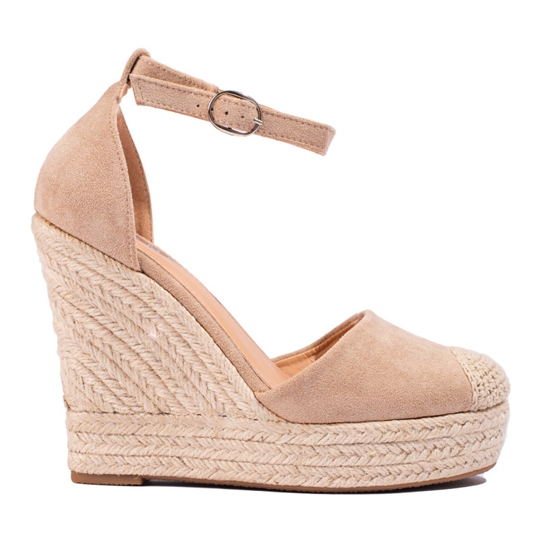 SHELOVET Espadrilles compensées élégantes beige SHELOVET Espadrilles compensées élégantes beige