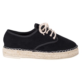 SHELOVET Espadrilles en daim noir