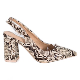Comer Escarpins classiques à talon ouvert beige multicolore