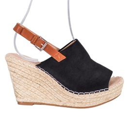 Small Swan Sandales en daim à la mode noir