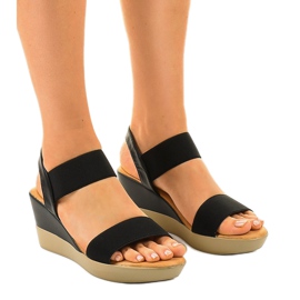 Sandales compensées noires 9R170 le noir