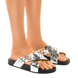Chaussons argentés avec étoiles D7627-3 multicolore
