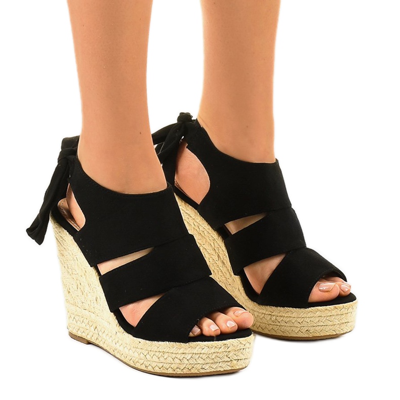 Sandales compensées espadrilles noires 77-77 le noir