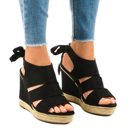 Sandales compensées espadrilles noires 66-358 le noir