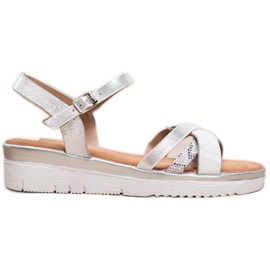 Small Swan Sandales confortables avec zircone cubique gris