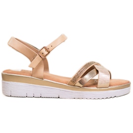 Small Swan Sandales confortables avec zircone cubique doré