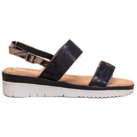 Small Swan Sandales confortables avec effet holo le noir