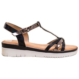 Small Swan Sandales Avec Effet Holo noir