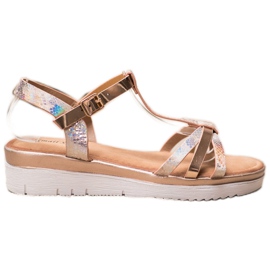 Small Swan Sandales Avec Effet Holo doré