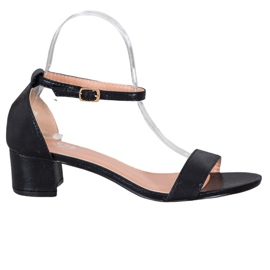 Small Swan Sandales en cuir écologique brillant noir
