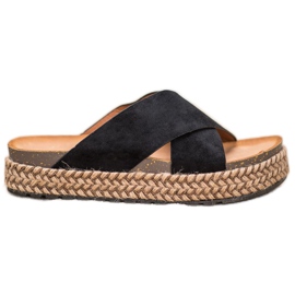 Comer Pantoufles confortables sur la plate-forme noir