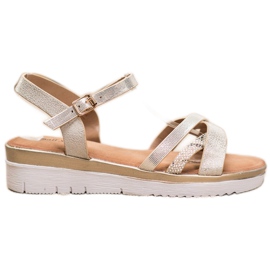 Small Swan Sandales à talons compensés doré