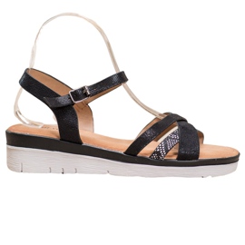 Small Swan Sandales à talons compensés noir