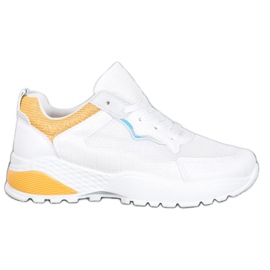 SHELOVET Baskets à empiècements orange vif blanc