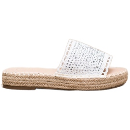 Small Swan Pantoufles Avec Cristaux blanche