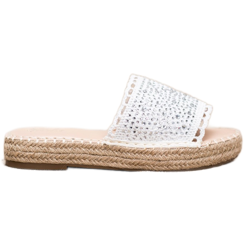 Small Swan Pantoufles Avec Cristaux blanche