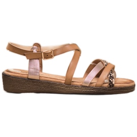 Small Swan Sandales marron élégantes brun doré