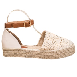 SHELOVET Espadrilles à la mode avec dentelle beige