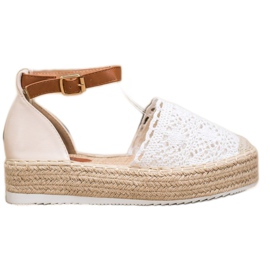 SHELOVET Espadrilles à la mode avec dentelle blanc
