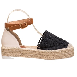 SHELOVET Espadrilles à la mode avec dentelle le noir SHELOVET Espadrilles à la mode avec dentelle le noir