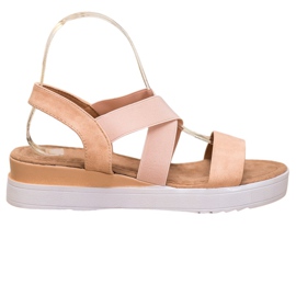 SHELOVET Sandales poudre avec élastiques brun rose