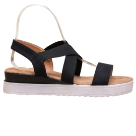 SHELOVET Sandales noires à élastiques le noir SHELOVET Sandales noires à élastiques le noir