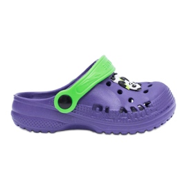 Flameshoes Pantoufles pour enfants Purple Kroks Home avec panda violet vert
