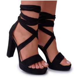 SEA Sandales À Talons Pour Femmes Attachées Noir Milla